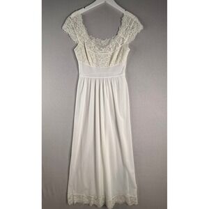 Carter's Vtg Lace Nightgown Womens 34 Small White Nylon Maxi Bridal Coquette